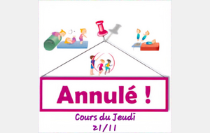 Cours Jeudi 21/11 ANNULÉS